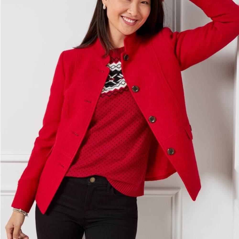 Talbots Vibrant‎ Red Wool-Blend Button Jacket